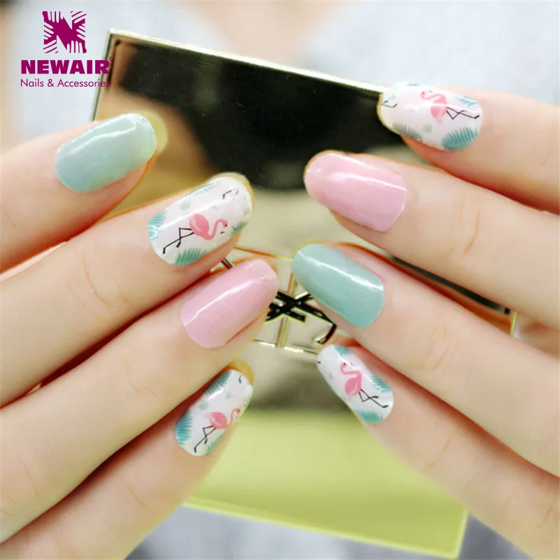 

22PCS Flamingo Nail Art Gel Strips Korea Designed with Nail File UV Decals Sticker Self-Adhesive DIY Nail