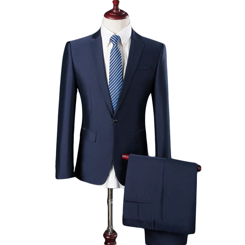 (Куртки + брюки для девочек) 2019 для мужчин высокого класса деловые блейзеры костюм из двух предметов/мужской натуральный хлопок slim Fit модная