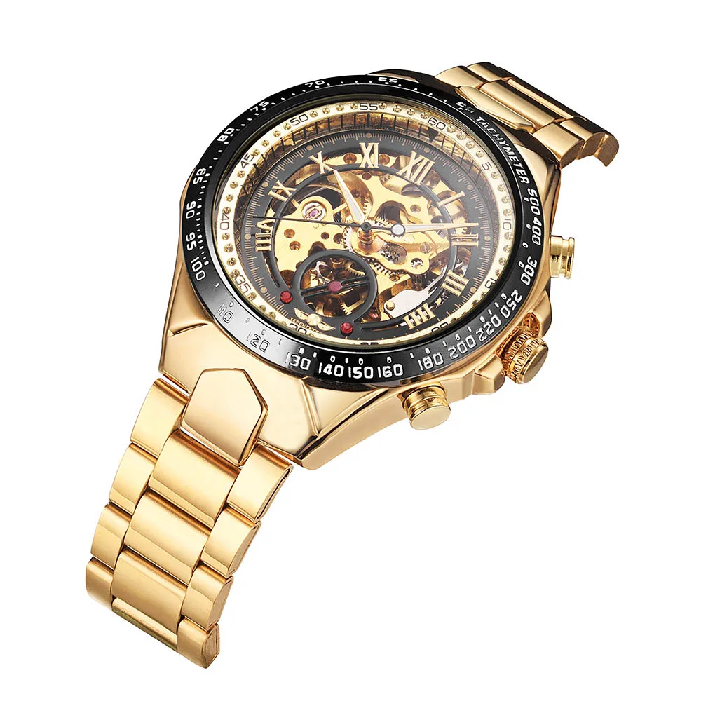 

2019 WINNER men's mechanical watch Men clock Skeleton Semi Automatic Watch Big Dial Hand-Winding Business Mens sport Wrist watch