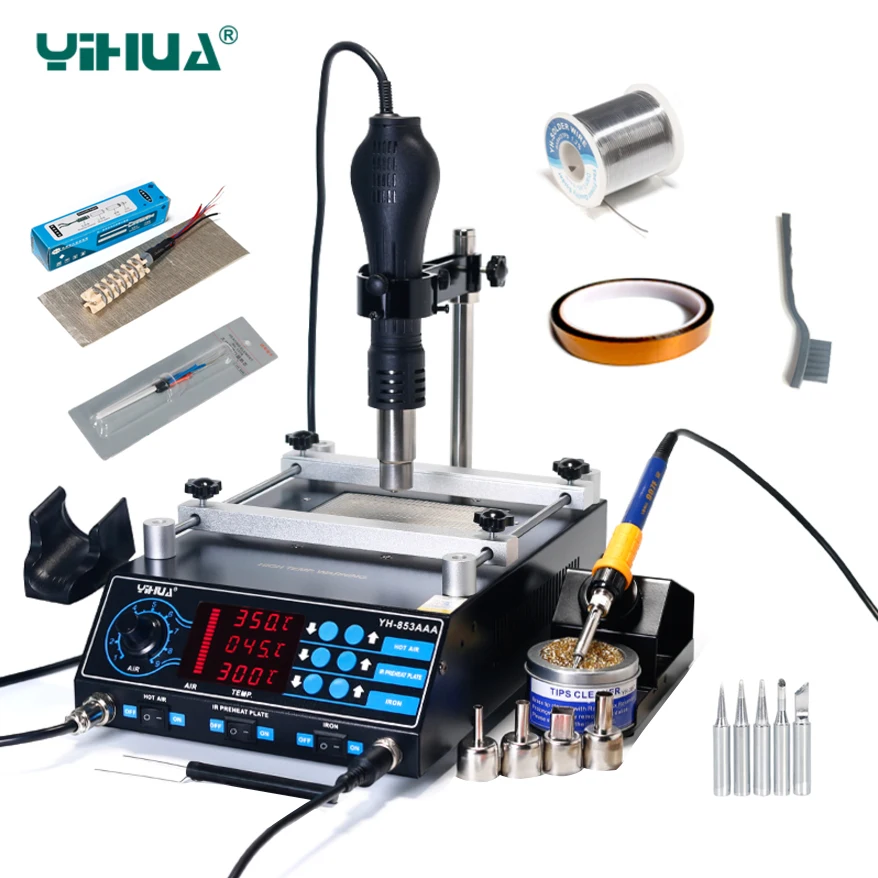 YIHUA 853AAA Bga Rework Station SMD Hot Air Gun Soldering Irons Preheating Station Functions 3 in 1 BGA rework soldering station YIHUA 853AAA Bga Rework Station SMD Hot Air Gun Soldering Irons Preheating Station Functions 3 in 1 BGA rework soldering station