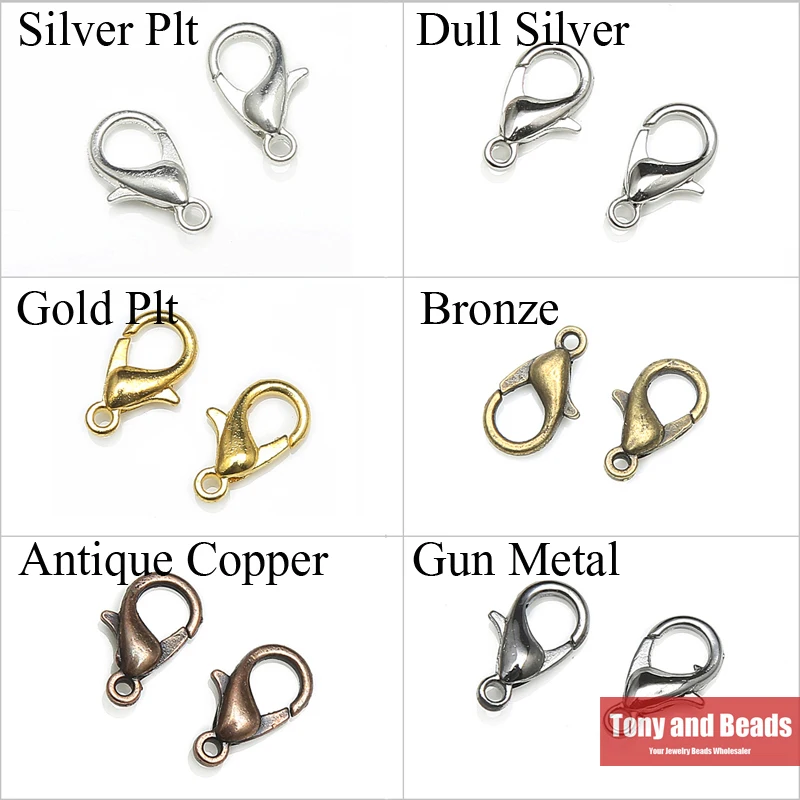 

(30Pcs=1Lot !) Free Shipping Jewelry Finding Lobster Parrot Clasp Connector 8X14MM Gold Silver Dull Silver Bronze Plated EW39