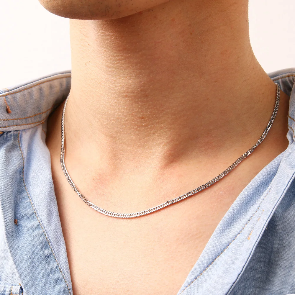 CACANA Stainless Steel Chain Necklaces For Man Women Gold Silver Color For Pendant Two-Sided Weave Donot Fade Jewelry A1293