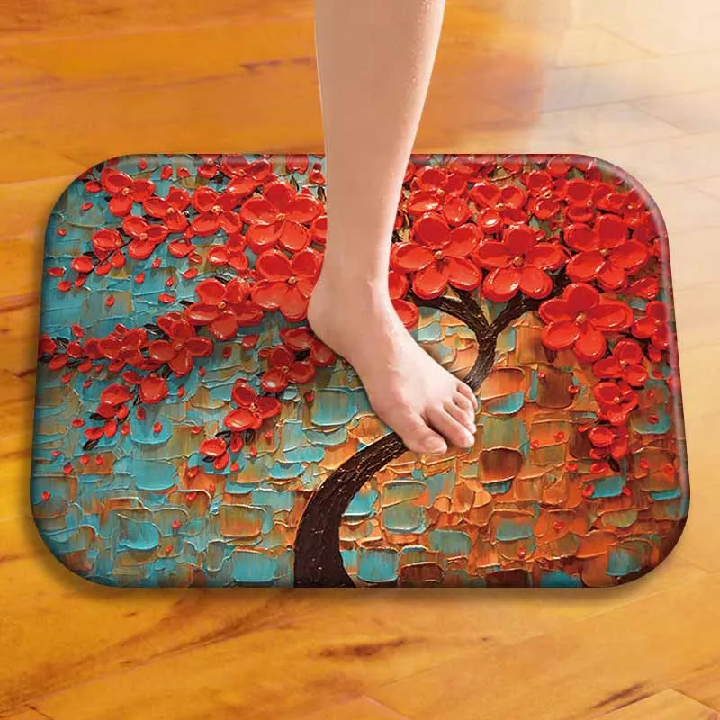 

Creative Petal Pattern 3D Printed Door Mat Coral Velvet Hallway Entrance Floor Mats Living Room Carpet Bath Non-slip Rug 40*60cm