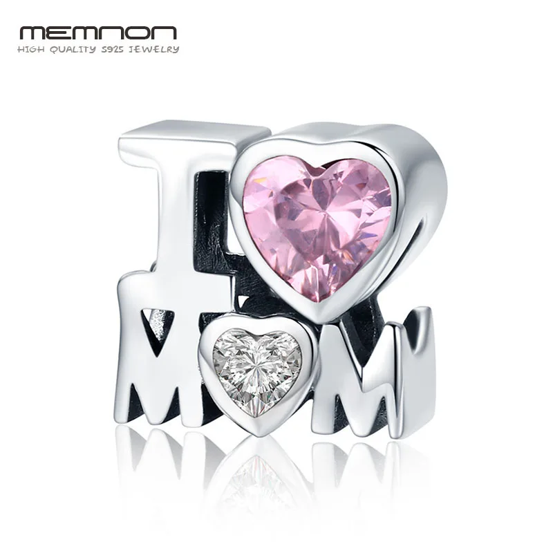 

Memnon Authentic 925 Sterling Silver I Love Mom Gift For Mother Charm fit Women Charm Bracelet & Necklace DIY Jewelry MCC579