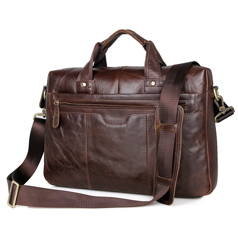

High Quality Vintage Coffee Genuine Leather Men Messenger Bags Male Briefcase Portfolio 14" Laptop Shoulder Bags for Men M7075