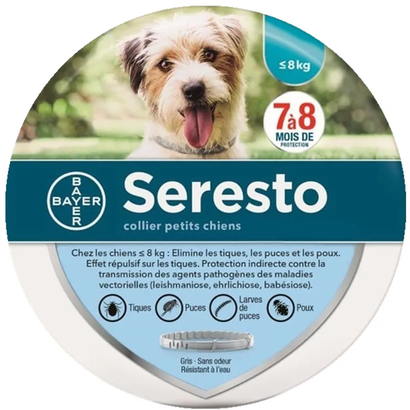 Подлинный ошейник Bayer Seresto 8 месяцев для предотвращения блох и клещей для собак