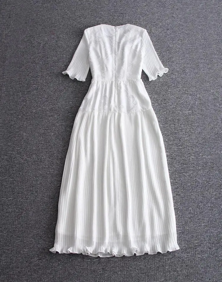 Vestidos De Fiesta De Noche благородная белая Аппликация из бисера модное Плиссированное Макси платье для женщин