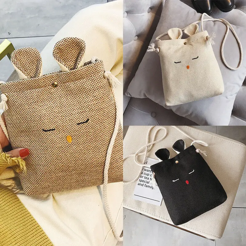 Модные милые женские сумки маленькая Льняная сумка через плечо кошелек