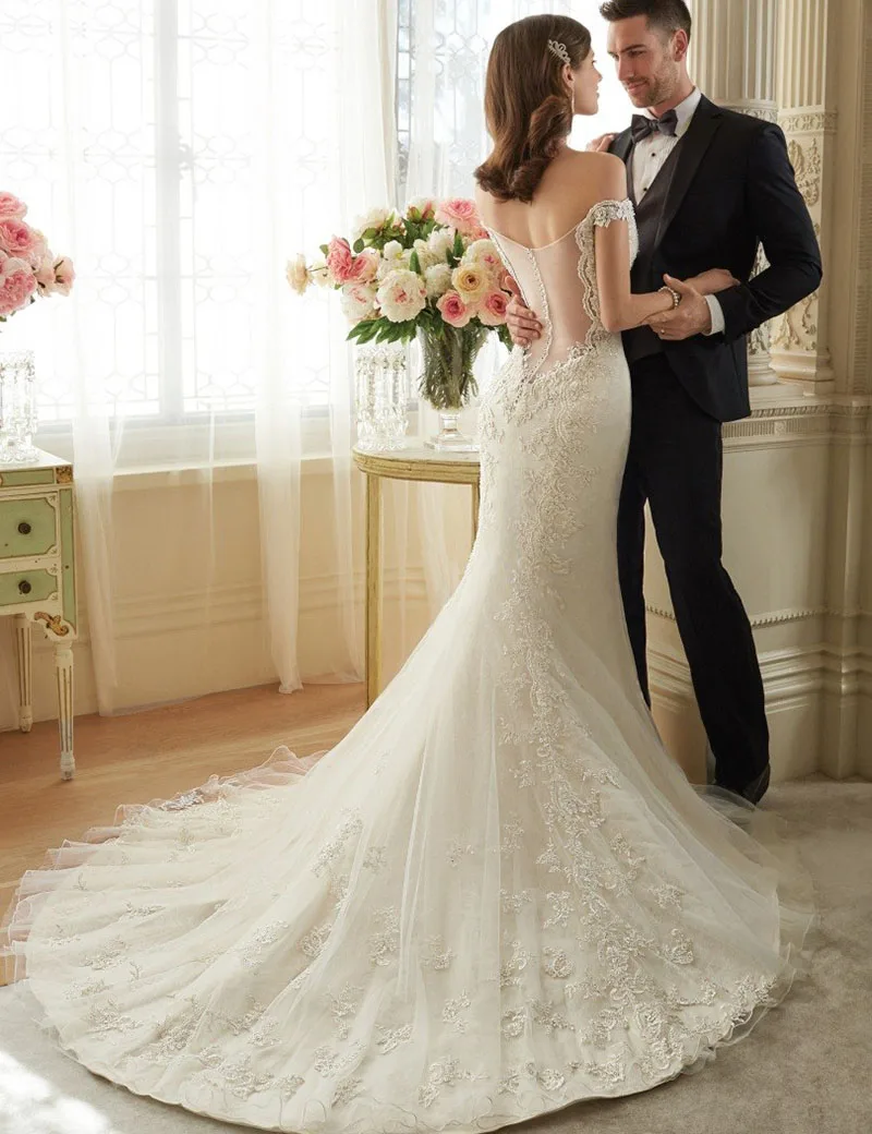 Vestidos De Noiva Свадебные сексуальные платья с открытой спиной невесты кружева v-образным вырезом Русалка свадебное платье Robe De Mariage