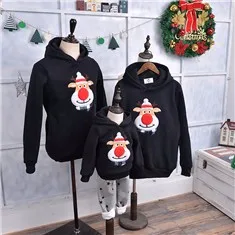 Добавить Шерсть зима теплая патч узор Одинаковая одежда для членов семьи детская футболка добавлением шерсти Теплая семейная одежда p201