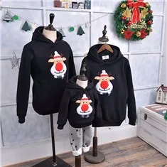 Одинаковые комплекты для семьи; коллекция года; Зимний Рождественский свитер с милым оленем; детская одежда; детская футболка с добавлением шерсти; Теплая семейная одежда; P003