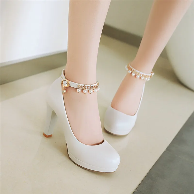 Туфли лодочки YMECHIC с ремешком на щиколотке бусинами и кисточками свадебные туфли