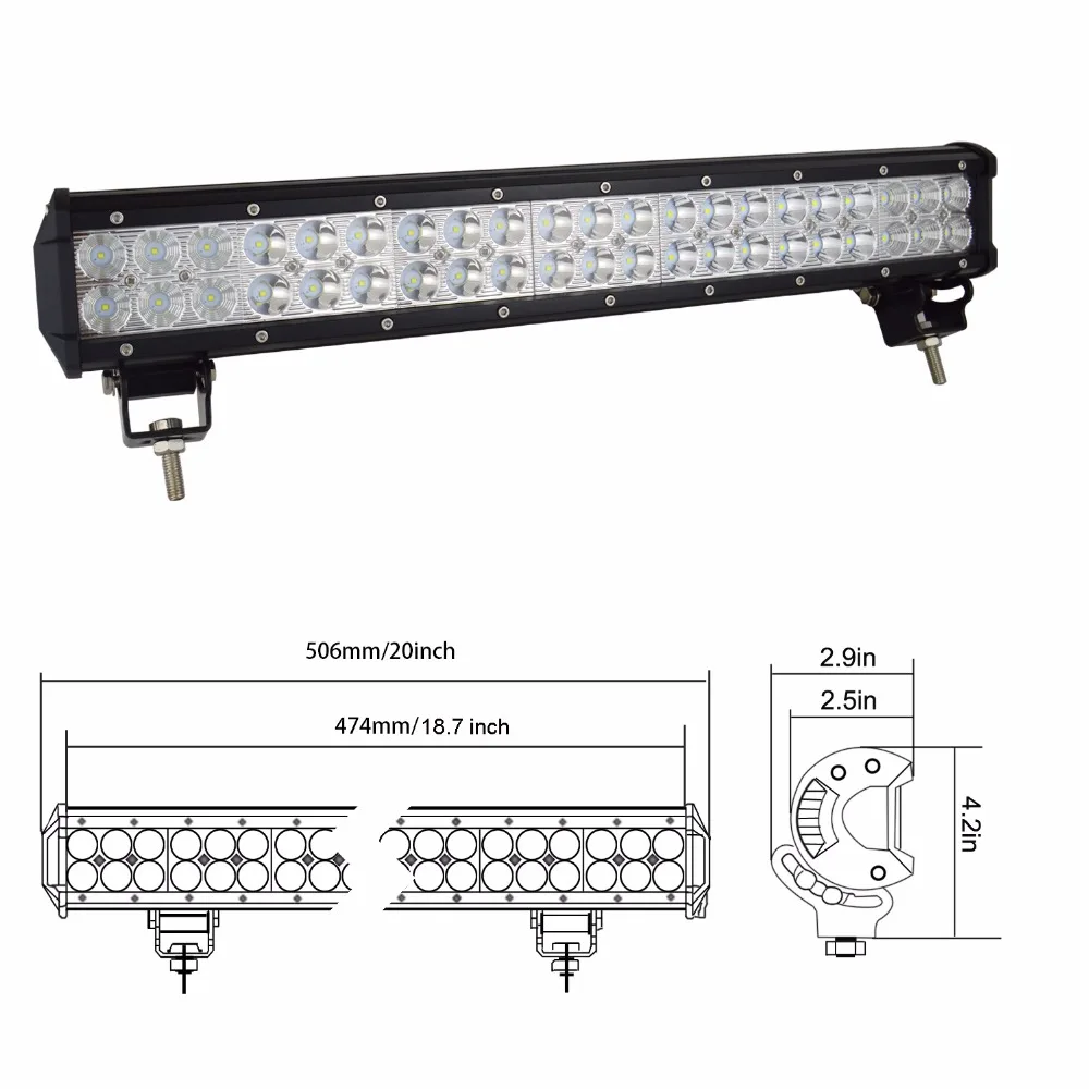 Светодиодный светильник для вождения 20 дюймов 126 Вт комбинированный луч внедорожный светодиодный светильник для 12 В 24 В лодка автомобиль тягач 4WD 4x4 внедорожник ATV трактор