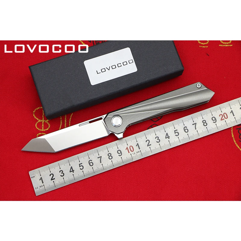 

LOVOCOO TS-69 New arrival D2 blade Titanium handle Flipper folding knife Outdoor pocket Gift knives camping tools hunting EDC