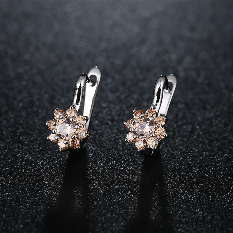 FYM брендовые 7 видов цветов модные женские серьги с цветком серебристого цвета