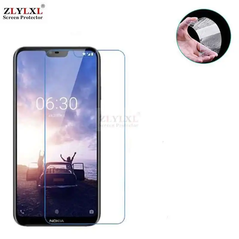 

Glass + case Transparent Dirt-resistant soft back case for Nokia 6.1 plus tempered glass screen protector