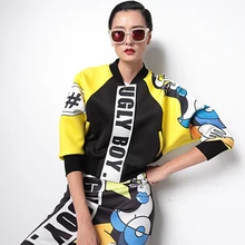 2016 Spring New Air Coat Picasso Abstract Personalized Style Europe Baseball Uniform Fashion Trendy Girls Baseball Jackets SY308