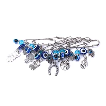 1pc mode 7 style turquie mauvais oeil hamsa main hibou pendentif à breloques broche et broche bijoux accessoires pour femmes Clips de Boucle