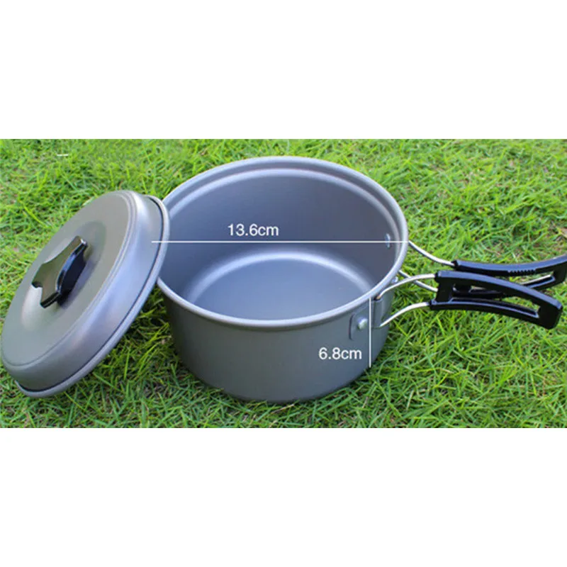 Utensilios de cocina de Camping al aire libre utensilios de cocina antiadherente Picnic Pot Pan Set vajilla para Trekking, senderismo, mochila equipo turístico