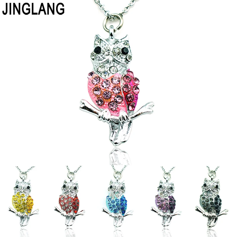 

JINGLANG Retail Fashion Pendants Necklace 6 Color Enamel Owl Animal Charms Necklace For Men Jewelry Free Shipping
