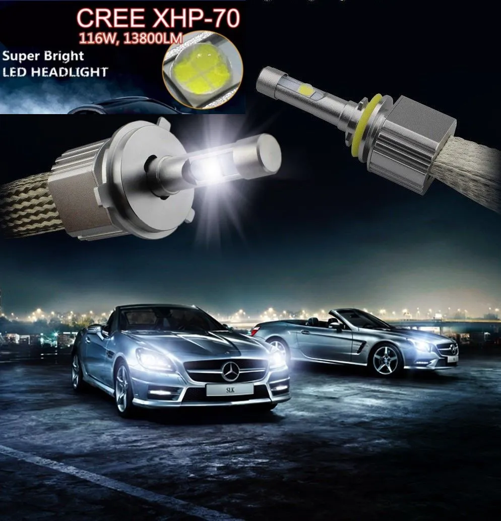 Автомобильный XHP70 проектор на чипах и с линзами светодиодный комплект фар