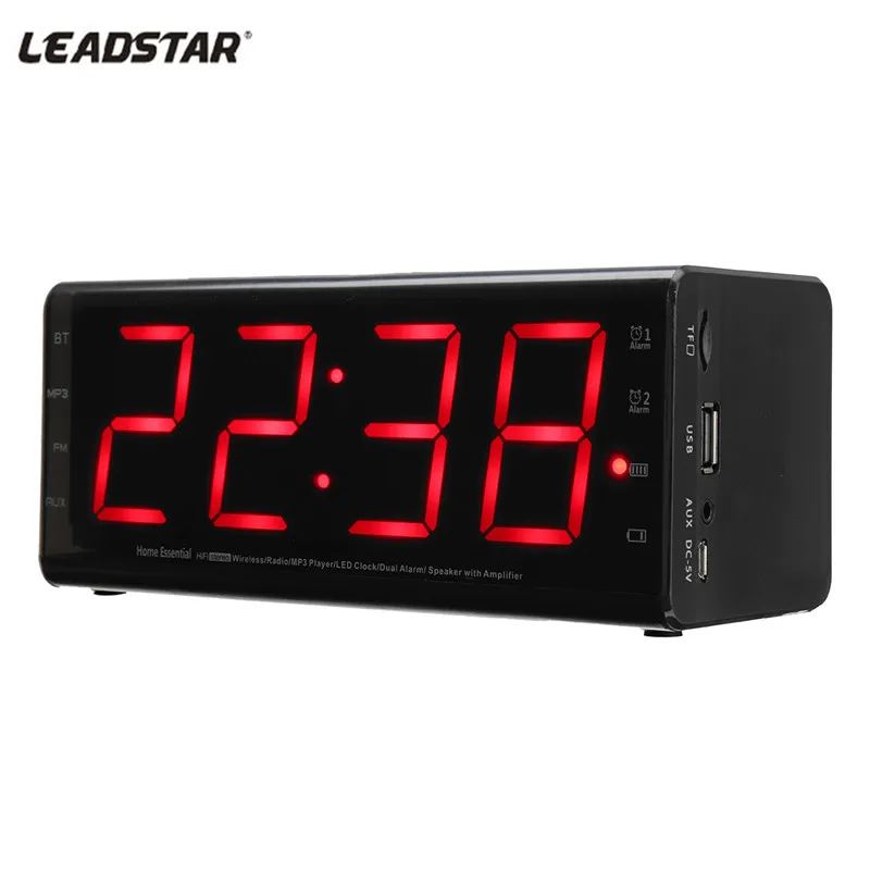 

LEADSTAR MX-20 Alarm Clock bluetooth Speaker Portable Wireless 3D Stereo Speaker with Mic Handfree 2000mah TF FM AUX