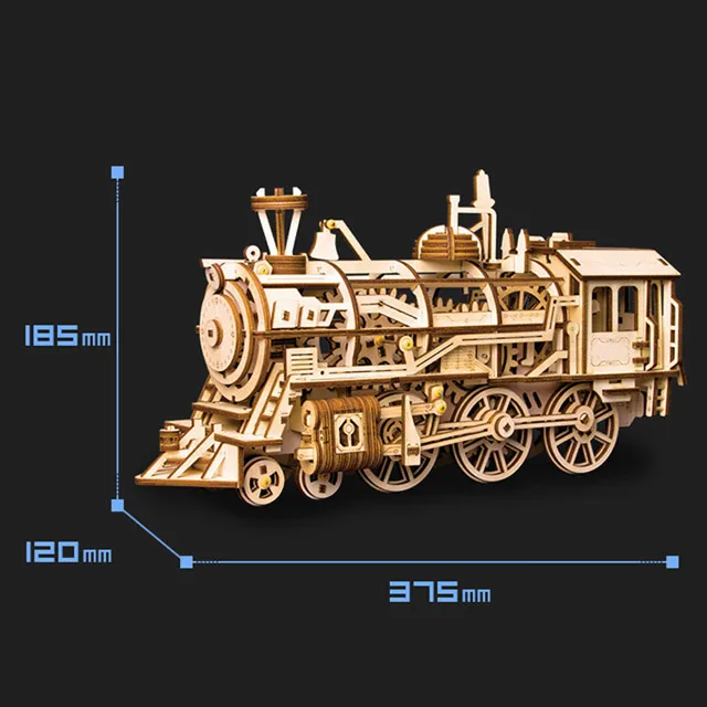 3d деревянные пазлы для взрослых подростков DIY Заводной механизм привод локомотив модель строительные наборы игрушки хобби подарок для детей - Цвет: Locomotive Model