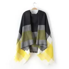 za Winter 2016 Tartan Scarf fashion Plaid Scarf Women Blanket Oversized Wrap Shawl Cozy Checked Yellow Factory140*140CM