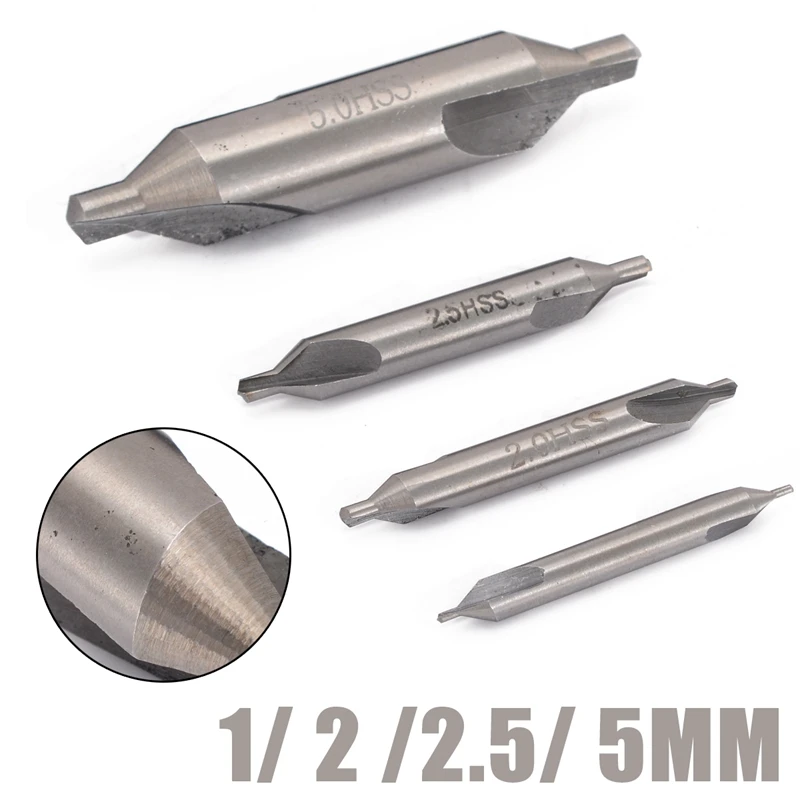 

4Pcs 60 Degree HSS Combined Center Drills Countersinks Pilot Bit for Drill Bit Set 1/2/2.5/5mm