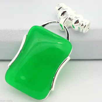 

Pretty 42X22mm Green Jades 925 Sterling Silver Necklace Pendant