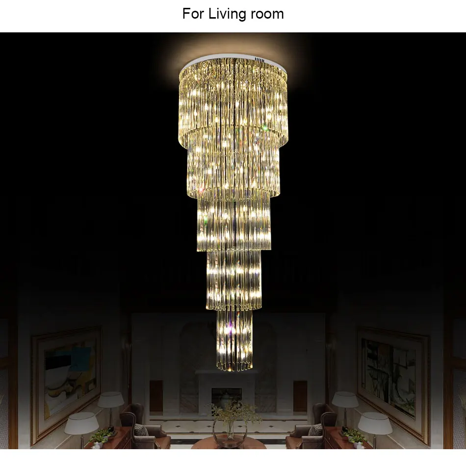 Современная люстра кристальная спираль Chandalier осветительные люстры приспособление для ступенька лестницы лампы отель свет в зале AC110-220V