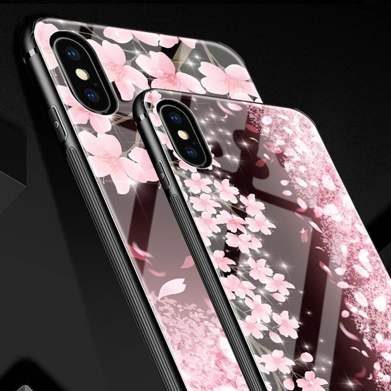 Стеклянный чехол для телефона Sakura iPhone XS MAX XR задняя крышка из закаленного стекла X