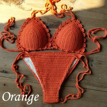 

Beach Women's Handmade Crochet Bikini Sets Sexy Crochet Swimwear Padded Push up Bikini Swimsuit Bathing Suit