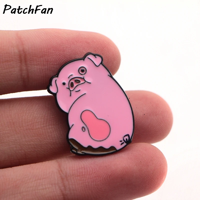 

A0008 Patchfan 20pcs/lot Patchfan Pretty Anime Cartoon Gravity Falls pink pig pin brooch badge Decoreation Accessories