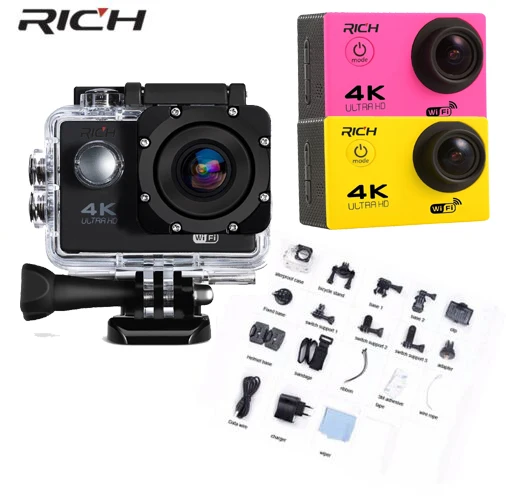 DHL 5pcs RICH T350 ultra FHD 4K Action Camera WiFi 1080P 60fps 2.0 LCD 170D Full HD 30M Waterproof Video Action DV Sports Camera action camera drone