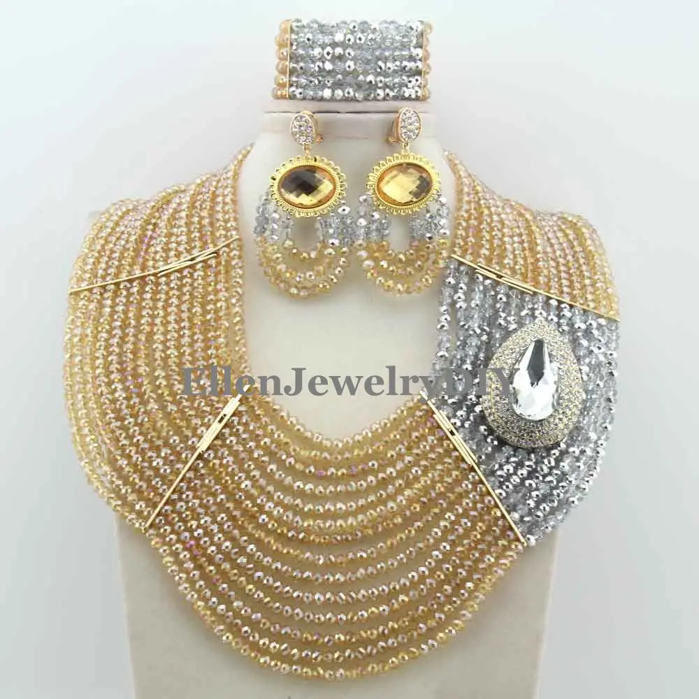 

Charming Nigerian Wedding African Beads Bridal Jewelry Sets Crystal Beads Jewelry Sets Free Shipping W12272