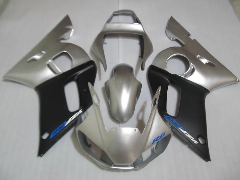 

Motorcycle Fairing kit for YAMAHA YZFR6 98 99 00 01 02 YZF R6 1998 2000 2002 YZF600 Silver matte black Fairings Set+7gifts YX35