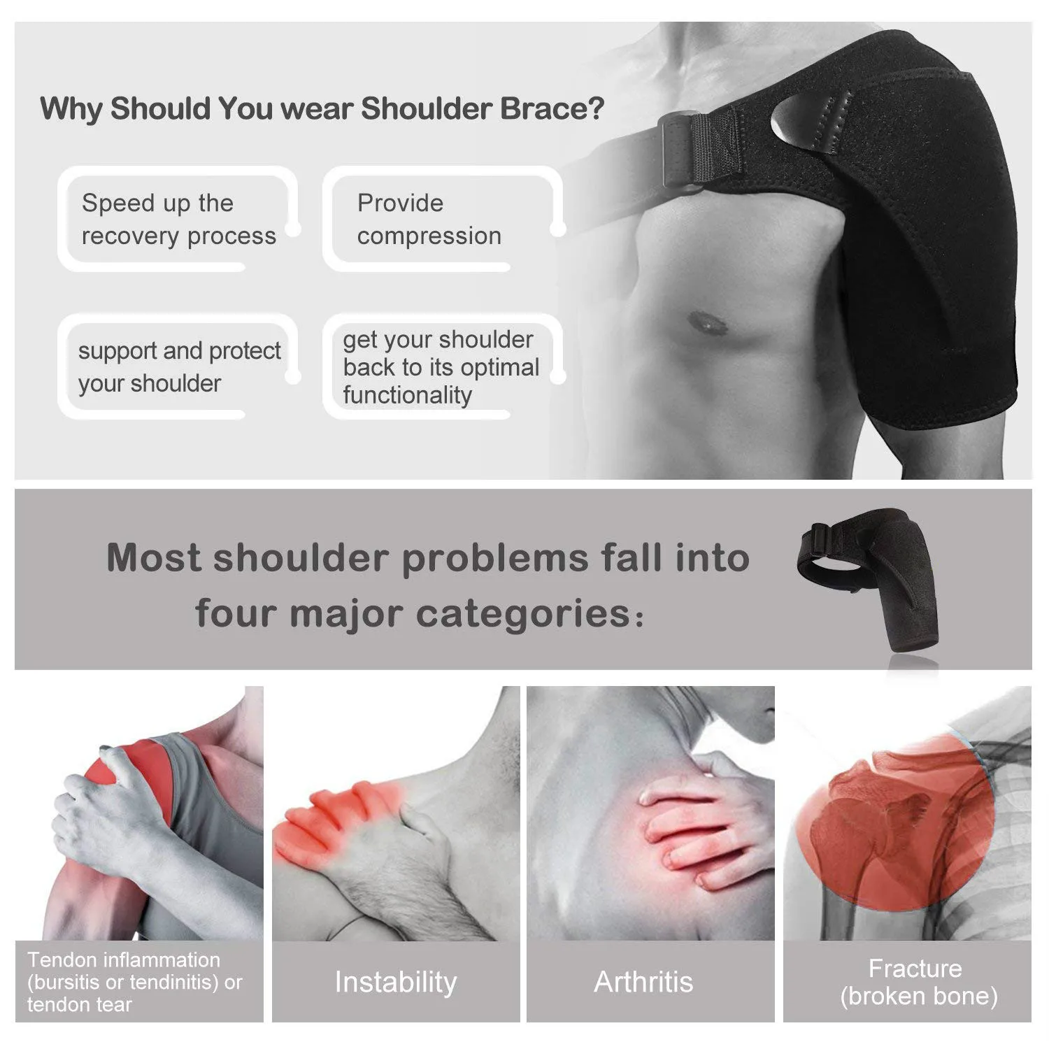 Shoulder Brace with Pressure Pad Neoprene Shoulder Support Shoulder Pa –  Ammpoure Wellbeing