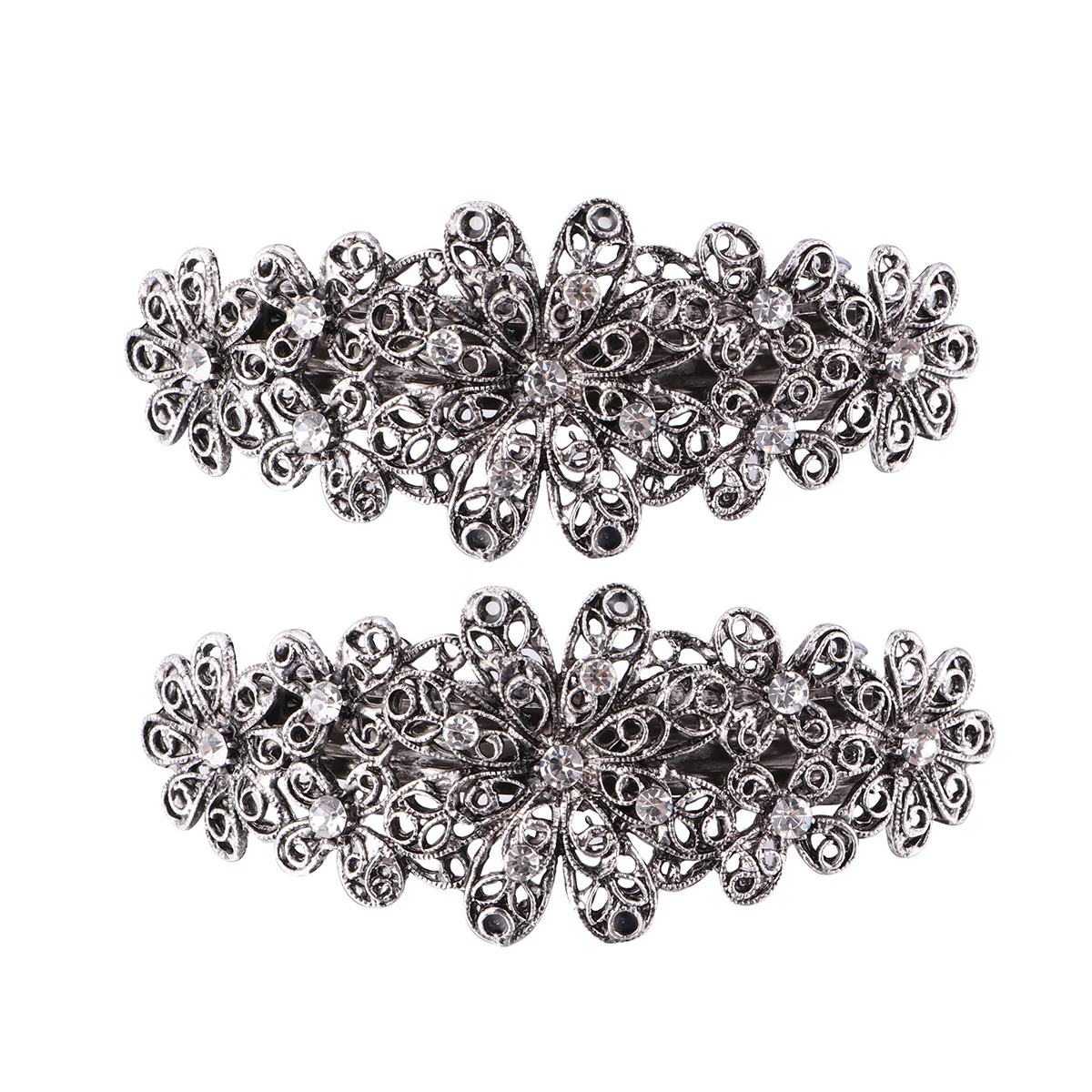 2pcs Women Hair Clip Flower Crystal Fancy Hair Accessories Hair Pin for