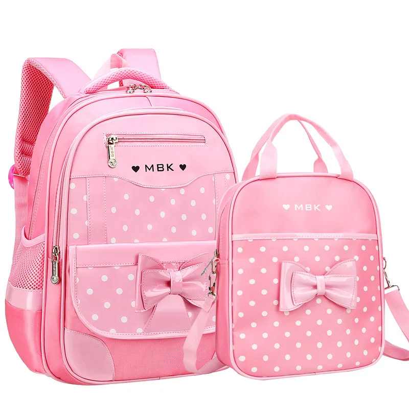 Mochila escolar para niños, mochila para niñas, juego de mochilas con estampado de puntos para niños, mochila impermeable para escuela primaria