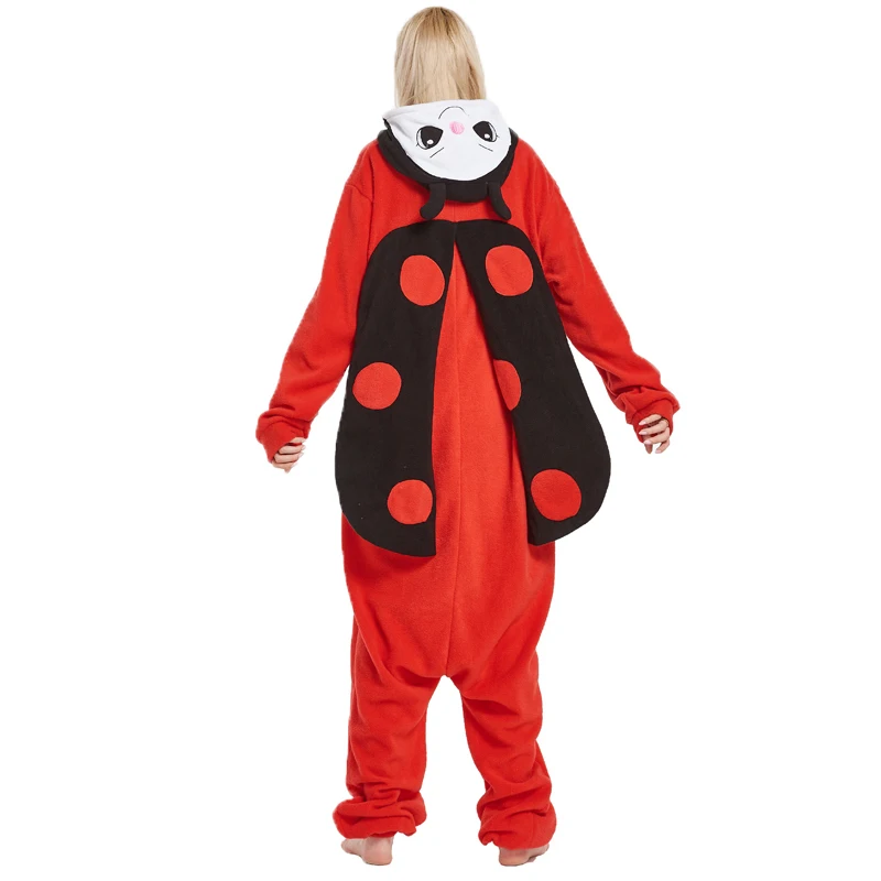 Kigurumi пижамы для взрослых Косплей Тигр собака слон Единорог Синяя Акула Onesie Lemur пижамы Домашняя одежда для вечеринок для женщин и мужчин - Цвет: Ladybug pajamas