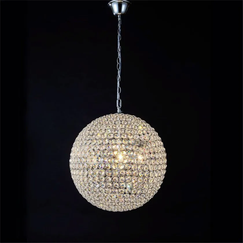 

Dia25cm crystal K9 ball pendant light modern circle chrome Fixture LED droplight for bar dining room lustre lamparas