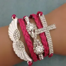 1 шт. бесконечно ручная работа браслет. металл очарование, воск шнур, кожаный браслет, модный драгоценный браслет 3613