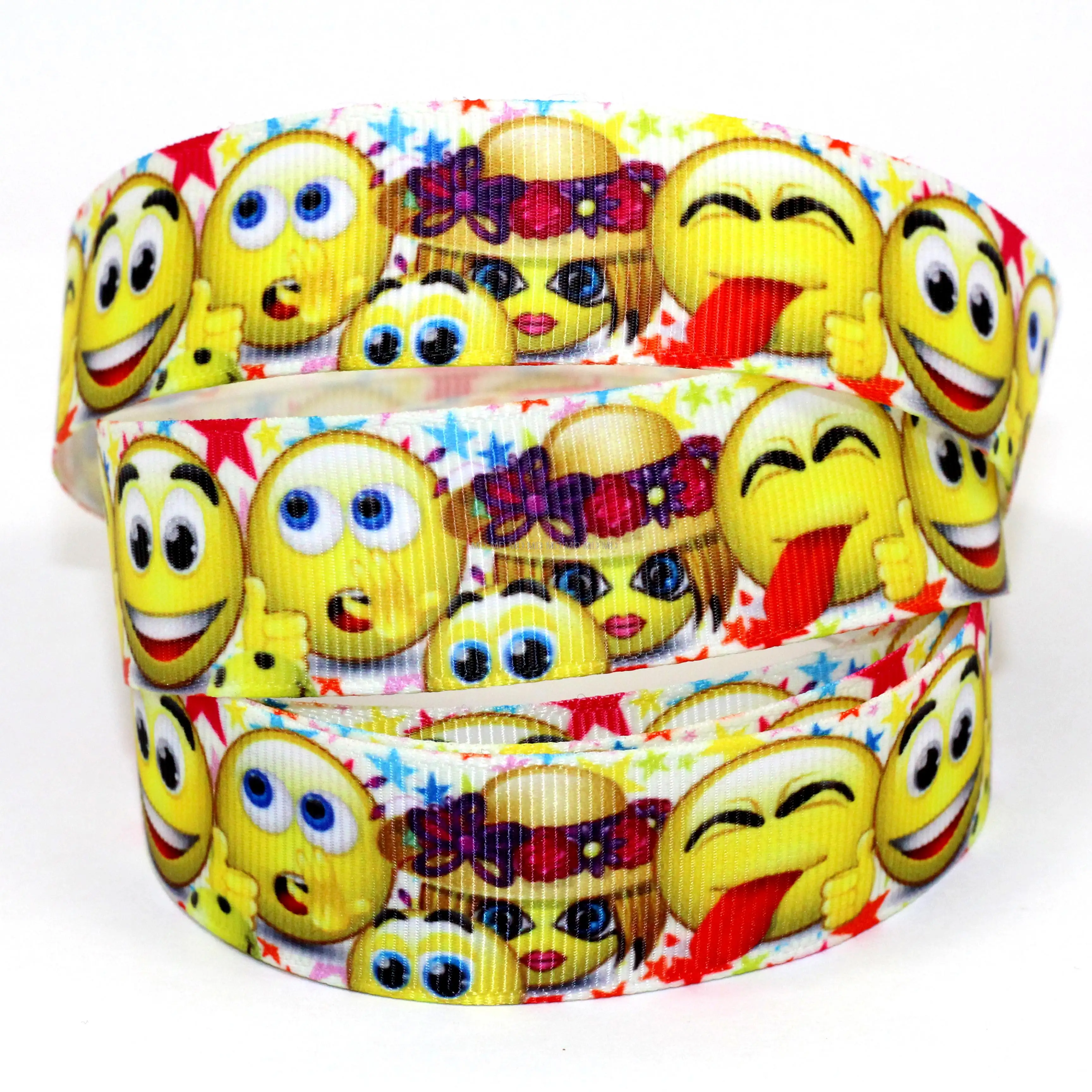 Cartoon Emoji Ribbon Cute Funny Expression Printed Grosgrain Ribbon Hair Bow DIY Handmade Ribbon