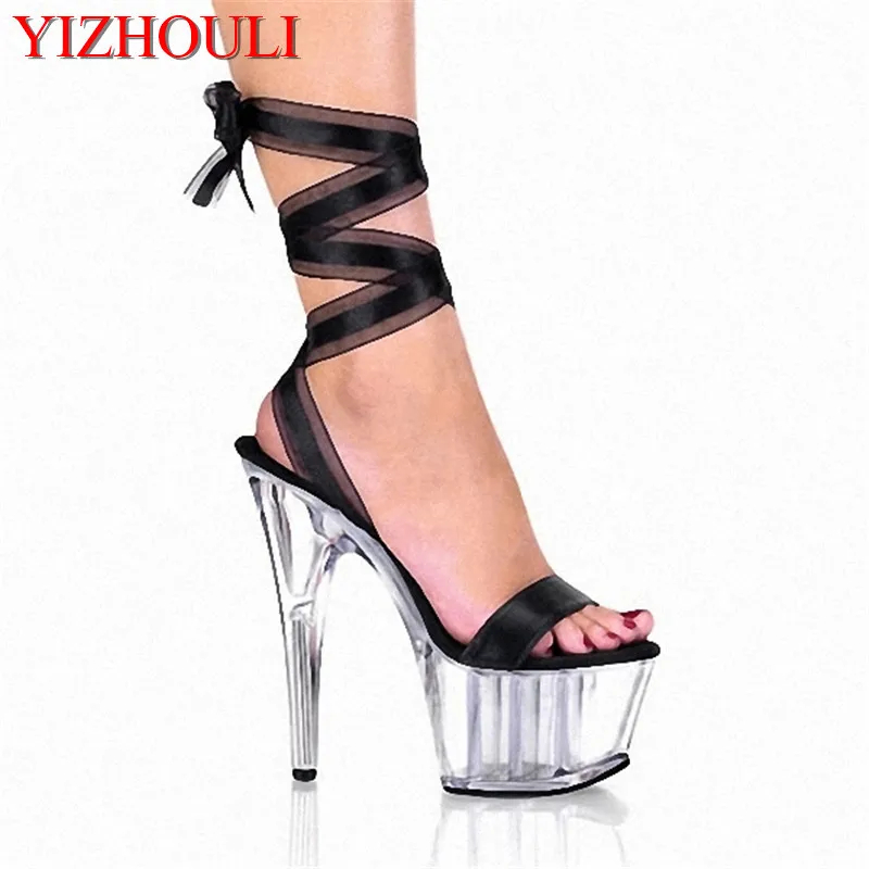 15 Cm Hoge Hak Met Kristal Lint Chunky Sole Sandalen, 6 Inch Hak Met  Verwisselbare Lint Inclusief Lint, stage Schoen|platform sandals|ultra  highsandals ribbon - AliExpress