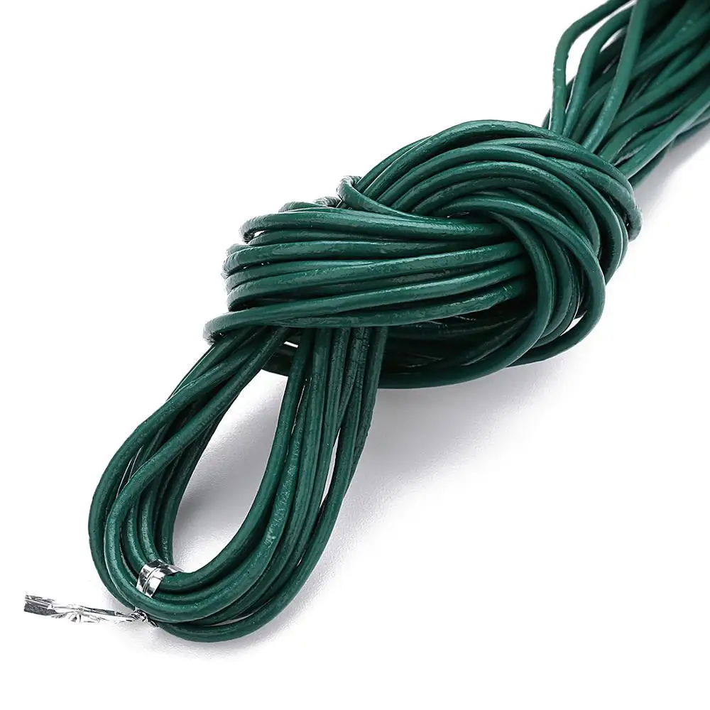XINYAO 10 м диаметр 2 мм натуральный круглый кожаный шнур ювелирные изделия Шнуры DIY Аксессуары для ожерелья браслет ювелирных изделий - Цвет: deep green