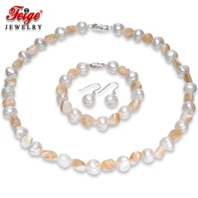 Ожерелье Feige для девочек, комплект ювелирных изделий с пресноводным жемчугом и трохами, шелверны, серьги, браслет, наборы свадебных украшений
