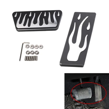 

L Car Brake Pedal Cover Foot Pedals Protector Set For Jeep Wrangler JK 2/4-Door 2007-2017 Flame Style Black Aluminum #CEK095-B