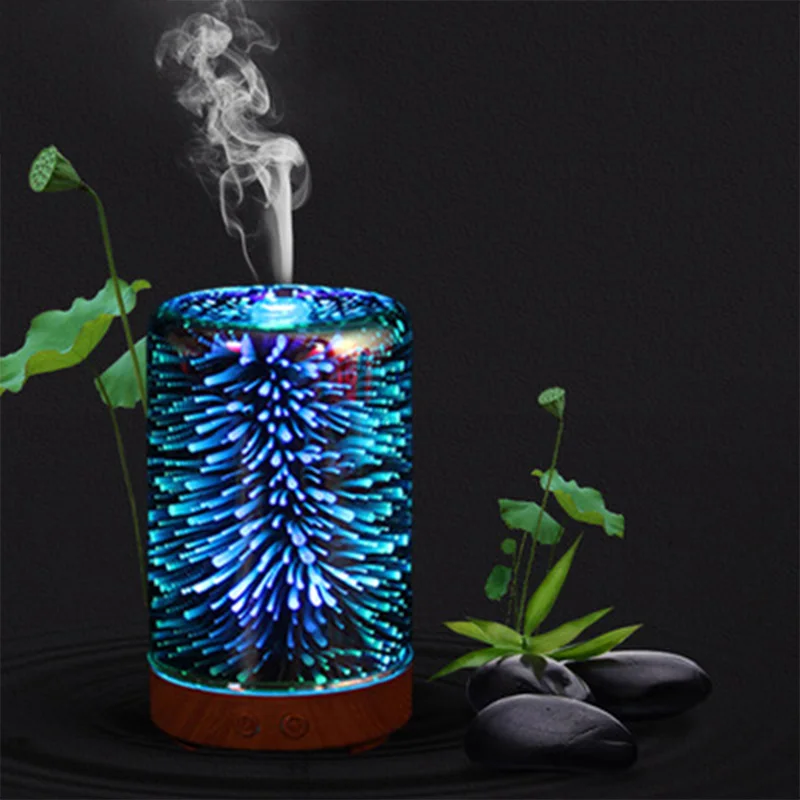 

3D LED Night Light Colorful Fireworks LED Mist Ultrasonic Sprayer Aromatherapy Lamp Air Humidifier Aroma Oil Diffuser for home