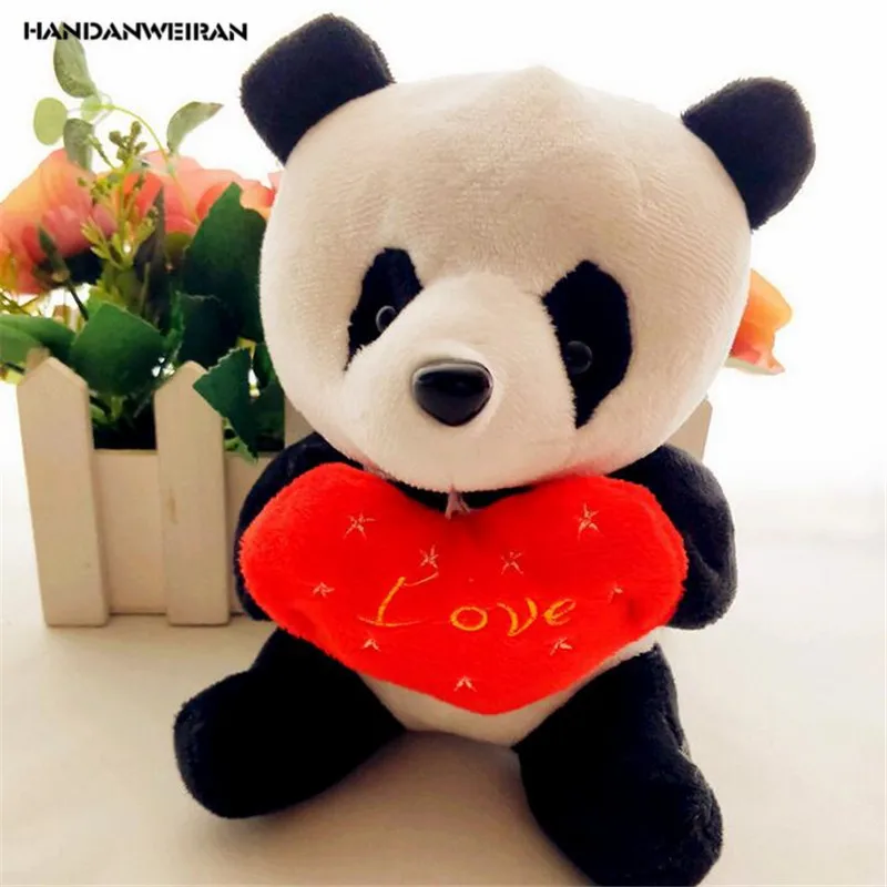 

HANDANWEIRAN 1Pcs Embrace Love Heart Panda Stuffed Plush Toys 18CM Kawaii Couple Panda Plush Dolls Toy Valentine Gifts PP Cotton